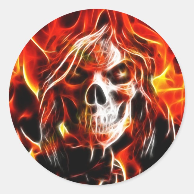Hexe Fiery Skull Runder Aufkleber (Vorderseite)