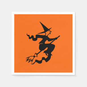 Hexe fliegt auf Besen Halloween 4Nellie Serviette