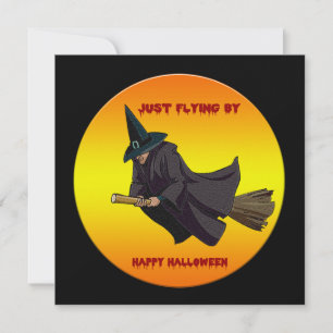 Hexe fliegt nur nach Halloween-Party-Einladungen Einladung