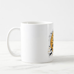 Hexe fliegt über Vollmond-Silhouetten-Kunst Kaffeetasse