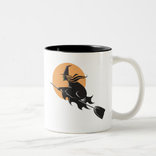 Hexe Flying Halloween Zweifarbige Tasse