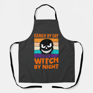 Hexe-Gamer Halloween Retro-Totenkopf Schürze