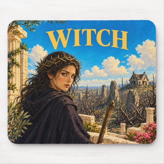 Hexe, Gothic Fantasy Monster Mousepad (Vorne)