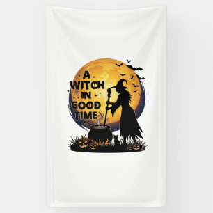 Hexe Gute Zeit Halloween Mond Kessel_1 Banner