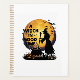Hexe Gute Zeit Halloween Mond Kessel_1 Planer
