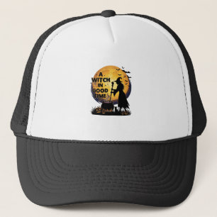 Hexe Gute Zeit Halloween Mond Kessel_1 Truckerkappe