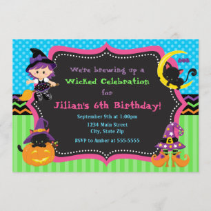 Hexe-Halloween-Geburtstags-Party Einladung