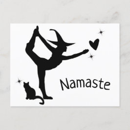 Hexe Halloween Namaste Yoga Herzkatze Modern Postkarte