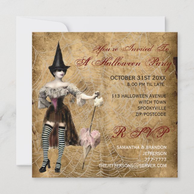 Hexe-Halloween-Party-Einladung Einladung (Vorderseite)