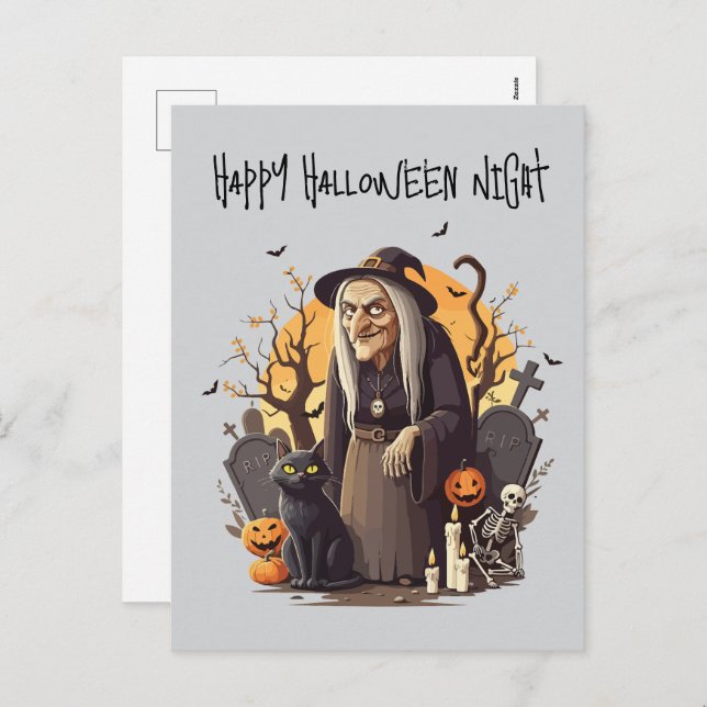 👻 Hexe Halloween Postcard 🎃 ‍ ♀️ Feiertagspostkarte (Vorne/Hinten)