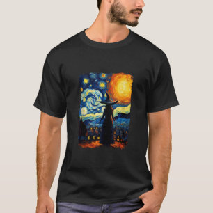 Hexe Halloween Starry Night Van Gogh Aesthetic Pa T-Shirt