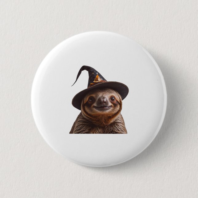 Hexe Halloween-Trick oder leckeres Kürbiski Button (Vorderseite)