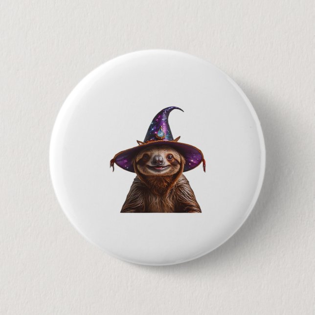 Hexe Halloween-Trick oder leckeres Kürbiski Button (Vorderseite)
