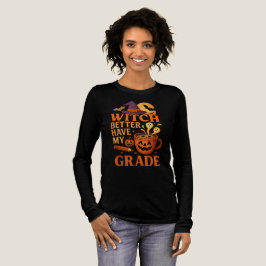 Hexe hat besser mein Klassenlehrer Halloween Tri-Blend Shirt