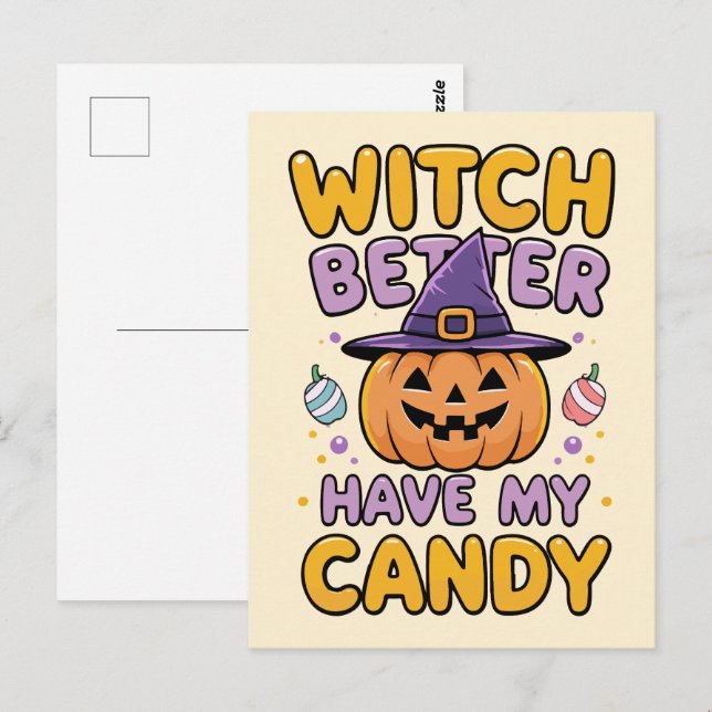 Hexe hat besser meine Süßigkeit - Niedliches Kawai Postkarte (Vorne/Hinten)