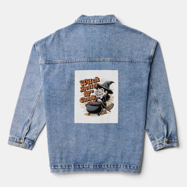 Hexe hat besser meine Süßigkeiten. Jeansjacke (Rückseite)