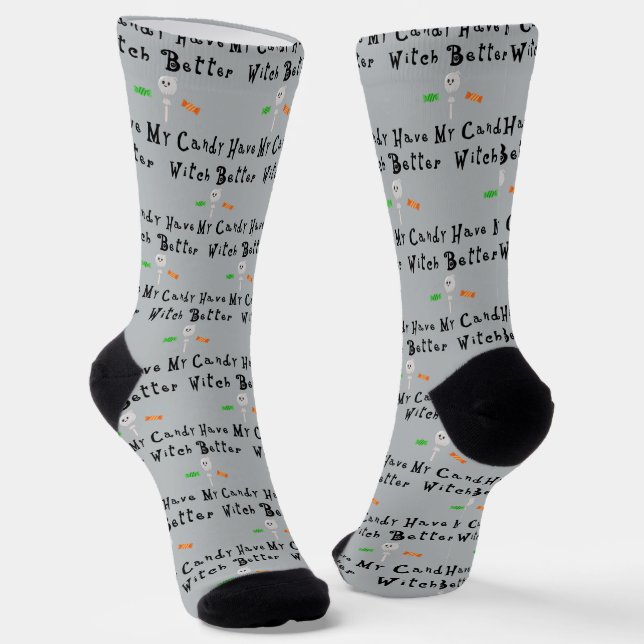 Hexe hat besser meine Süßigkeiten. | Schwarze Buch Socken (Gewinkelt)