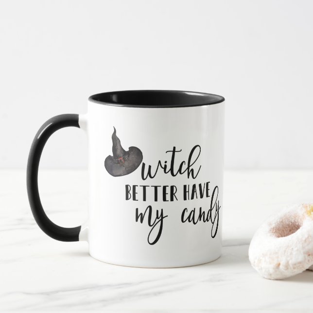 Hexe hat besser meine Süßigkeiten-Tasse Tasse (Mit Donut)