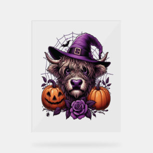 Hexe Highland Halloween Kuh Acrylschild