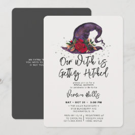 Hexe Hitched Gray Halloween Brautparty Einladung