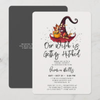 Hexe Hitched Gray Halloween Brautparty Invitat