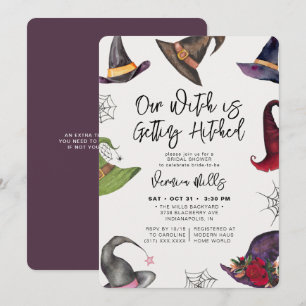 Hexe Hitched Lila Halloween Brautparty Einladung