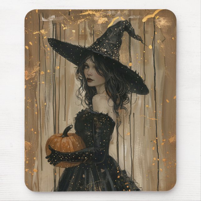 Hexe Holding a Pumpkin Mousepad (Vorne)