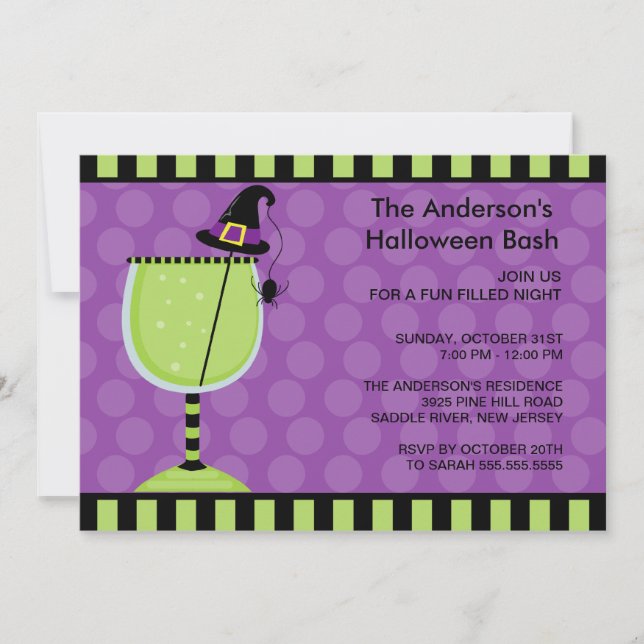 Hexe-Hut-Cocktail-Halloween-Party-Einladung Einladung (Vorderseite)