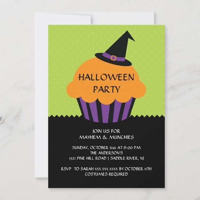 Hexe-Hut-Kuchen-Halloween-Party-Einladung Einladung (Vorderseite)