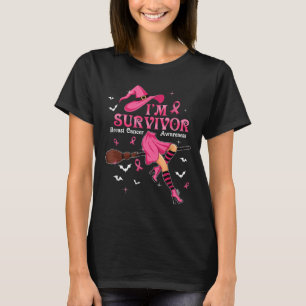 Hexe Ich bin ein Überlebender Halloween Brustkrebs T-Shirt
