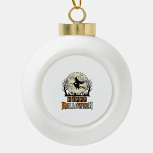 Hexe im Vintage-Stil Happy Halloween Vektordesign_ Keramik Kugel-Ornament
