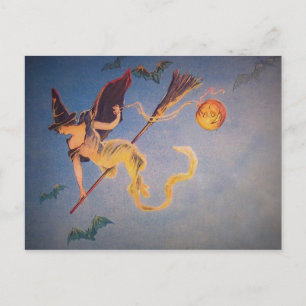 Hexe im Vintage-Stil Postkarte