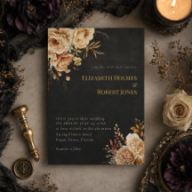 Hexe im Wald Schwarze Blumen Hochzeitseinladung