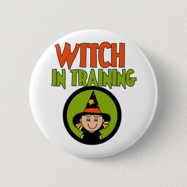 Hexe in der Ausbildung von T - Shirt und Geschenke Button (Vorderseite)
