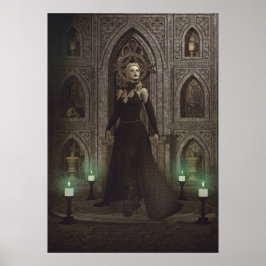 Hexe in der Burg bereitet magische Rituale vor Poster