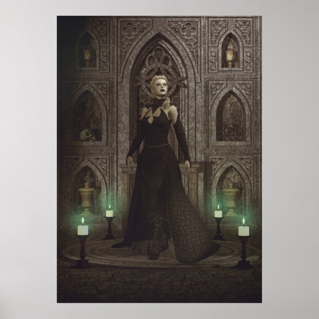 Hexe in der Burg bereitet magische Rituale vor Poster (Vorne)