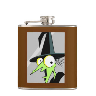 Hexe in der Spiegelflasche Flachmann