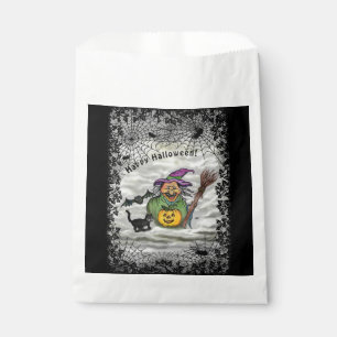 Hexe, Katze, Bat und Kürbis, glückliches Halloween Geschenktütchen