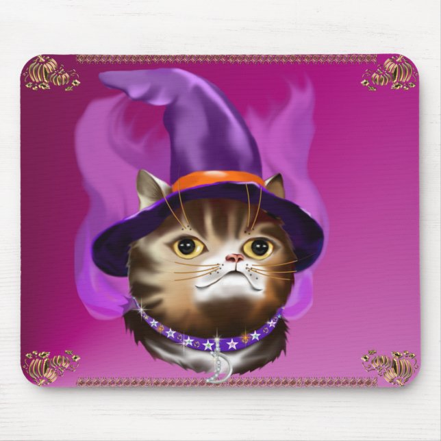 Hexe-Katzen-Gesicht mousepad (Vorne)