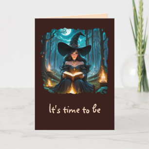 Hexe liest ein Buch - Wicca Halloween 2 Karte