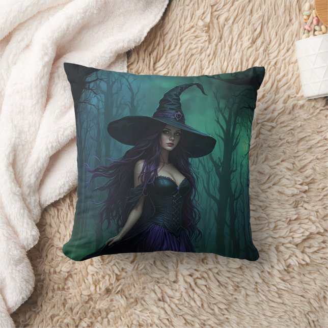 Hexe, Lila und schwarz Kissen (Decke)