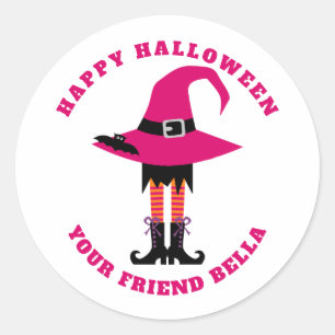 Hexe-Mädchen, Kinderhalloween-Aufkleber Runder Aufkleber