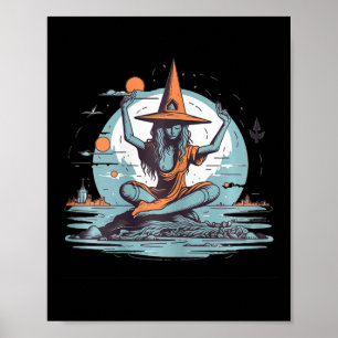 Hexe meditiert Halloween-Kostüm Yoga Zen-Meditatio Poster