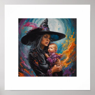 Hexe mit Baby Poster