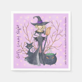 Hexe mit Besen Halloween-Junggeselinnen-Abschied Serviette