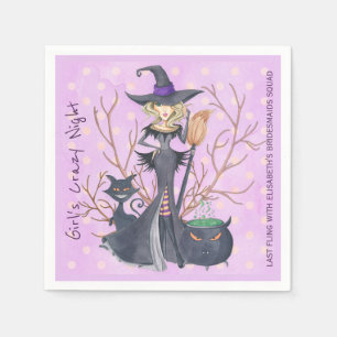 Hexe mit Besen Halloween-Junggeselinnen-Abschied Serviette