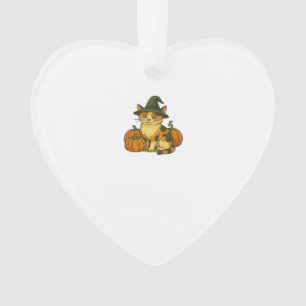 Hexe mit Calico-Katze und Kürbissen Halloween-Desi Ornament