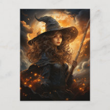 Hexe mit einem Halloween Vollmond