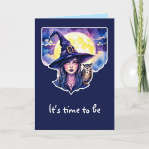 Hexe mit einem Owl - Halloween Fan Fun 1 Karte