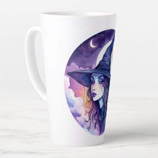 Hexe mit einem Owl - Halloween Fan Fun 2 Milchtasse (Linke Ecke)